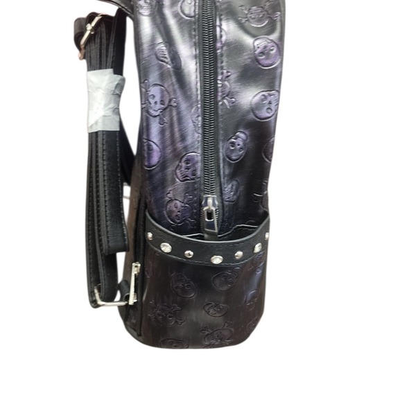 Concealed Carry Skull Embossed Backpack Rhinestone Studded - Picture 6 of 12